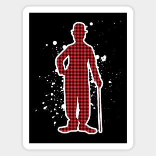 Charlie Chaplin - Buffalo Plaid Design Magnet